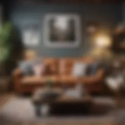 A stylishly decorated living room showcasing thrift store finds