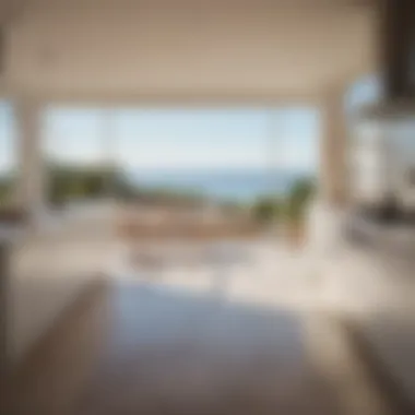 Natural Light in Kitchen Spaces A spacious kitchen with large windows allowing natural light and a view of the beach