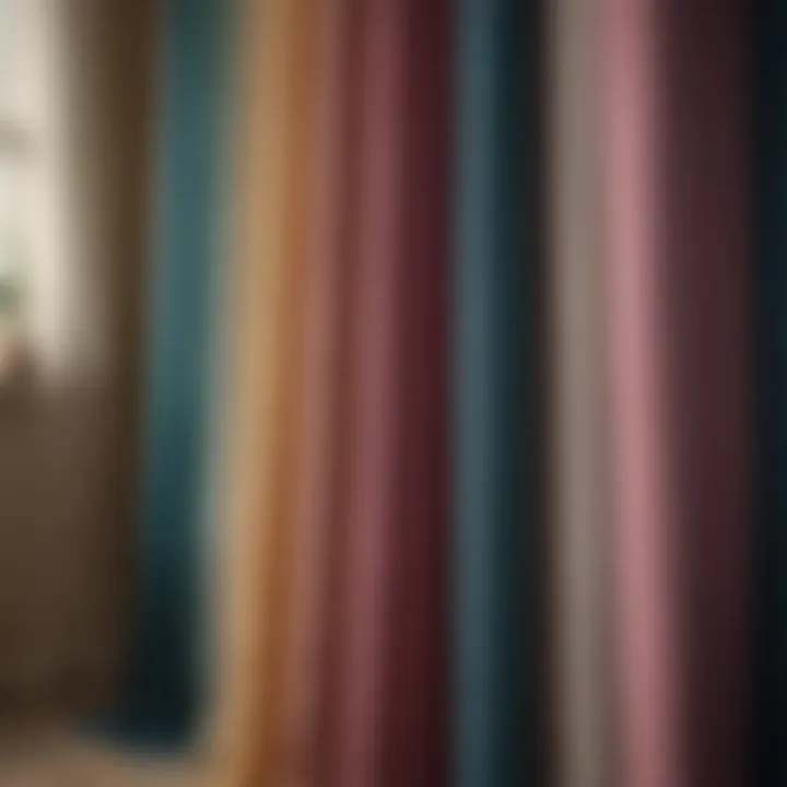 A palette of vibrant fabric swatches for curtains