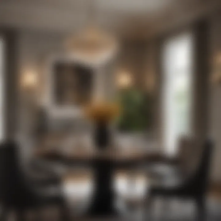 An elegant dining space featuring a stylish table setting with decorative elements