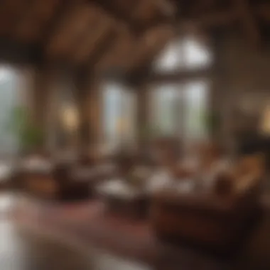Harmonious Blend of Rustic and Modern A well-arranged living space with rustic furniture and modern accents