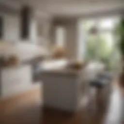 Elegant small kitchen island with integrated bench seating