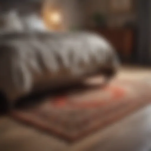 Elegant rug under a bed showcasing harmonious design