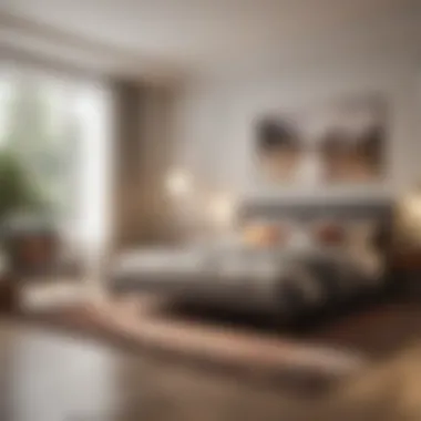 Spacious Bedroom Layout Spacious bedroom layout with proper rug placement