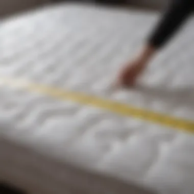 Person measuring a mattress with a tape measure