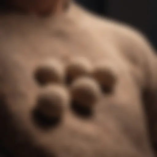 Close-up of a sweater showing lint balls