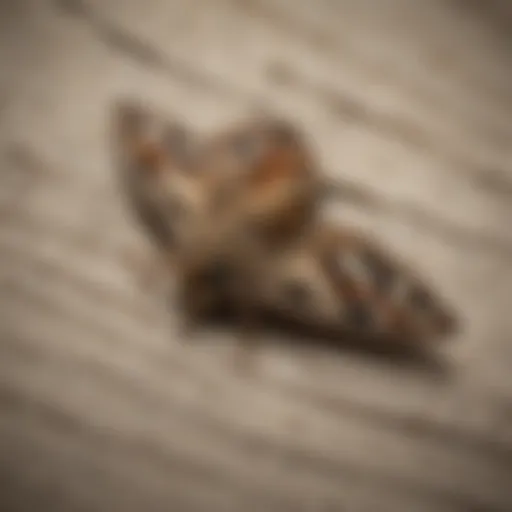 Close-up of a moth on fabric, showcasing potential damage.