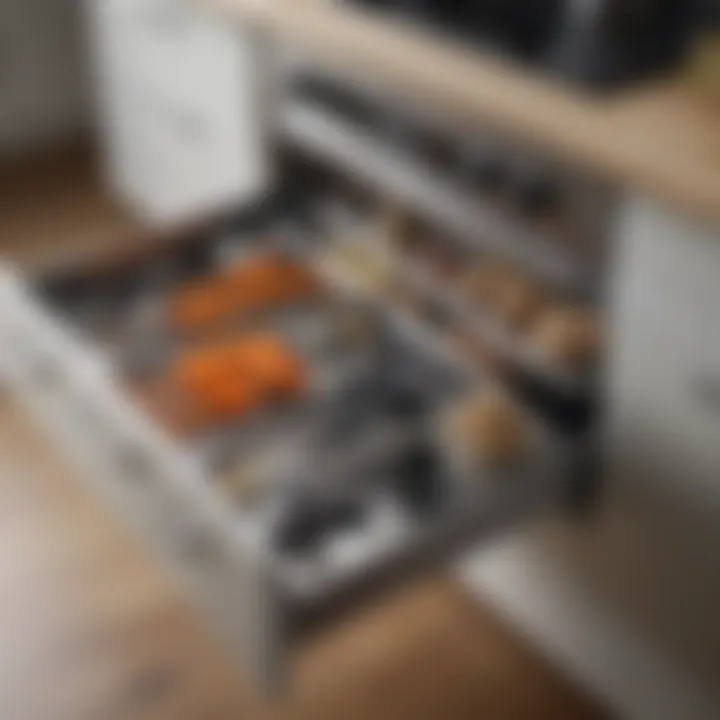 Efficient drawer layout for kitchen tools