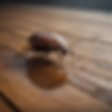 Close-up of a waterbug on a wooden surface