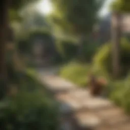 A beautifully landscaped garden with protective barriers against squirrels