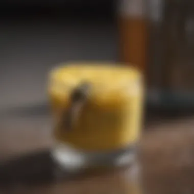 Close-up of a homemade wasp repellent solution using common kitchen ingredients