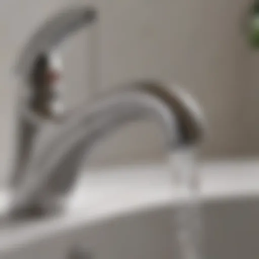 Close-up of a faucet showcasing hard water stains