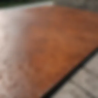 Rust stain on patio slab before cleaning