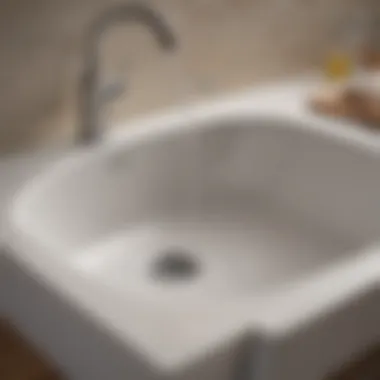 A close-up view of a sink with water slowly draining, highlighting the problem