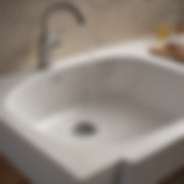 A close-up view of a sink with water slowly draining, highlighting the problem