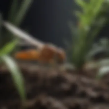 Close-up of gnat on houseplant soil