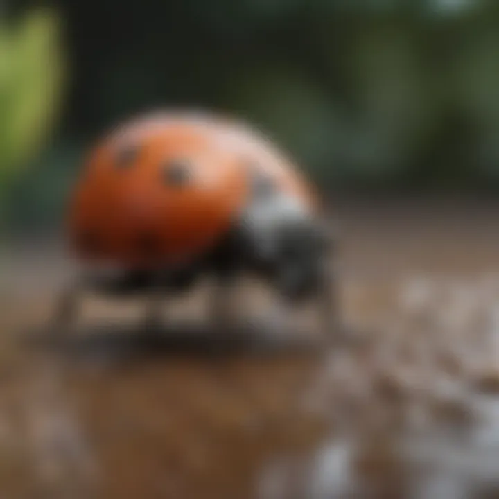 A ladybug being gently relocated outdoors