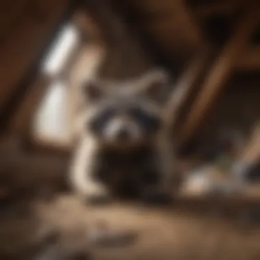 Raccoon peeking out from an attic