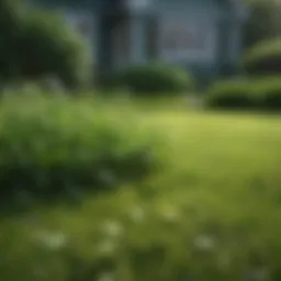 Lush green lawn with clover patches