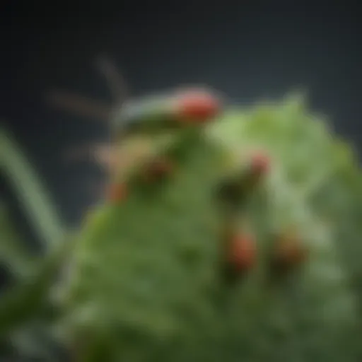 Close-up of aphids on a plant leaf