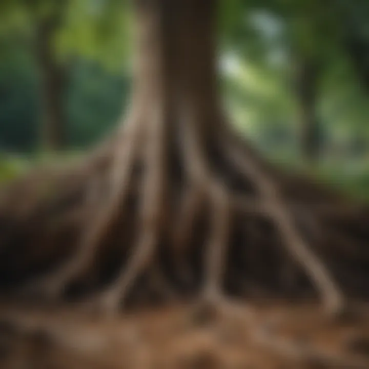 Illustration of a healthy tree with visible root system
