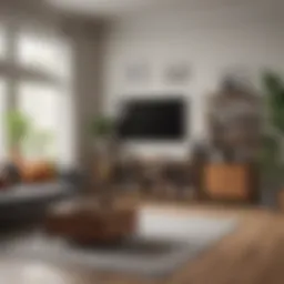 Neatly organized living room showcasing functional storage solutions