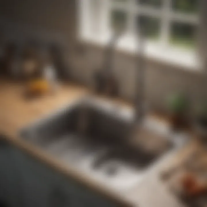 Clutter-free kitchen sink area with organizer tray
