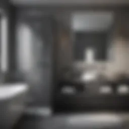 Elegant grey bathroom with modern fixtures