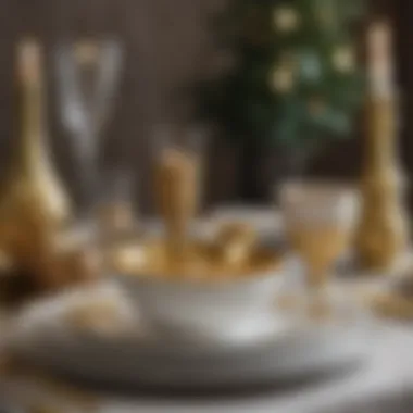 Luxurious gold and white tableware for elegant dining