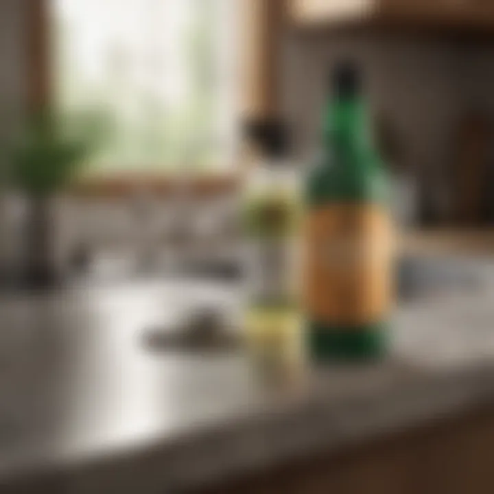 A close-up of natural cleaning products on a countertop