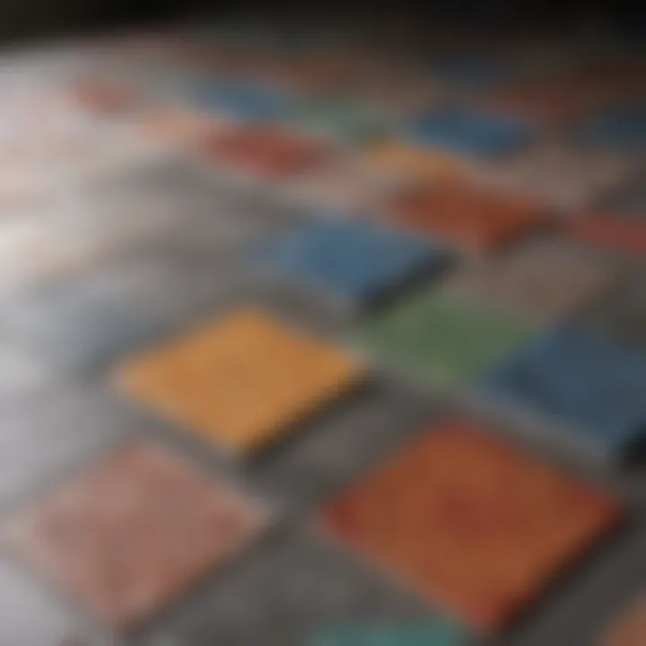 A guidebook open on a table with encaustic tiles displayed, symbolizing informed purchasing.