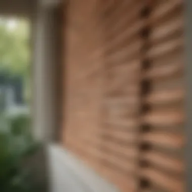 Elegant wooden blinds enhancing a garden window's charm