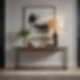 Elegant entryway featuring a modern console table with decorative accents