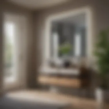 Functional Storage Solutions and Mirror in an Efficient Entryway Functional entryway showcasing storage solutions and a mirror