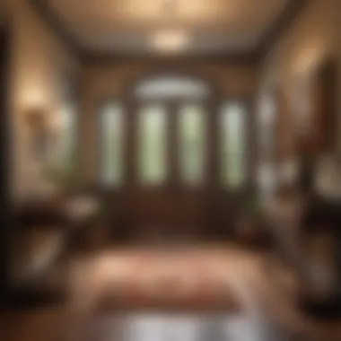 Warm Lighting and Natural Elements in an Inviting Entryway Welcoming entryway with warm lighting and natural elements