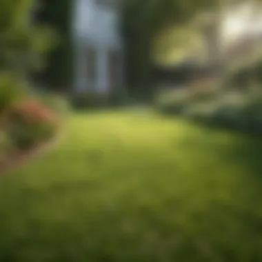 Lush green lawn thriving under sunlight