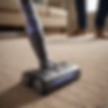 Eufy handheld vacuum in action on carpets