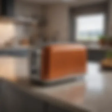 Toaster in a Modern Kitchen A stylish kitchen countertop displaying a toaster among other appliances