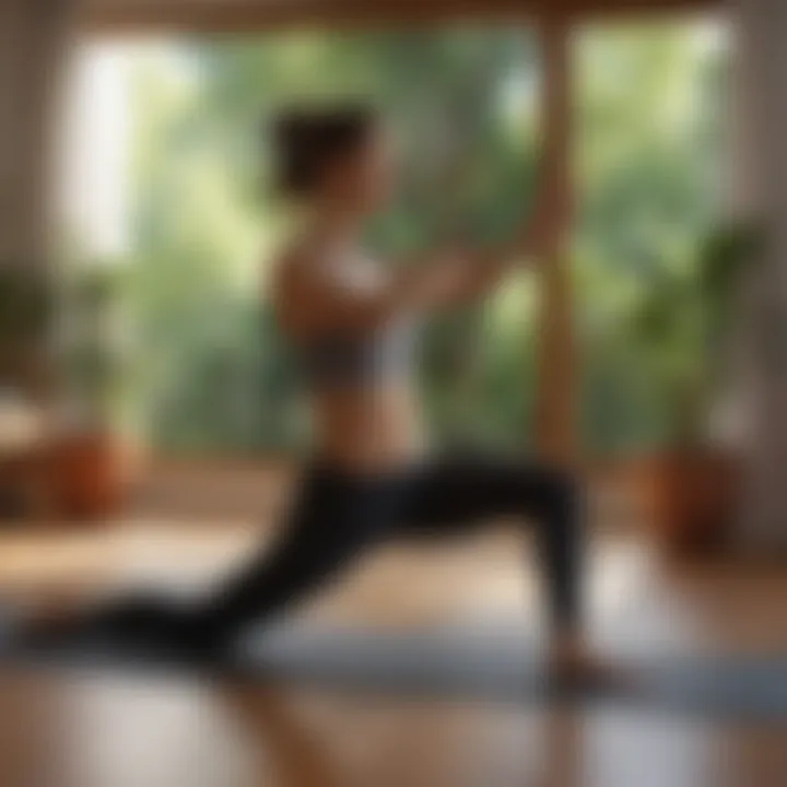 A person performing yoga in a serene home setting