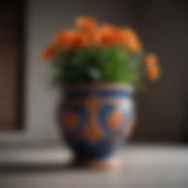 Ceramic Elegance: A Blend of Colors Elegant ceramic flower pot with vibrant flowers