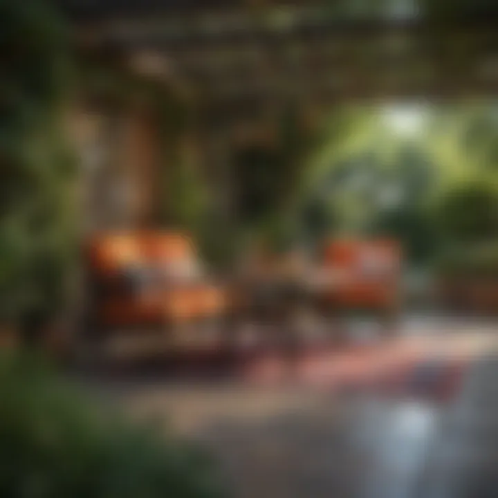 Colorful patio set in a vibrant garden