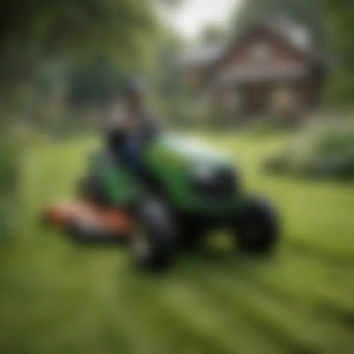 Lawn tractor navigating a tight corner with agility