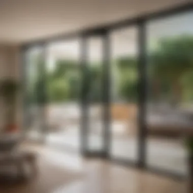 Modern glass bi-fold doors in a contemporary living room