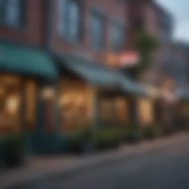 Vibrant neighborhood surrounding Common Terry Apartments with local shops