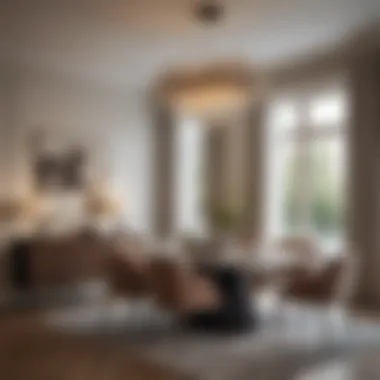 Elegant Contemporary Dining Room Elegant contemporary dining room with modern furniture and a stylish chandelier
