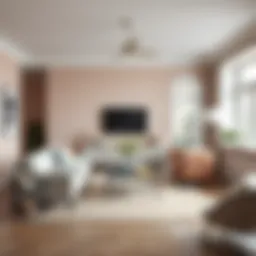 A serene living room showcasing a blend of muted pastels