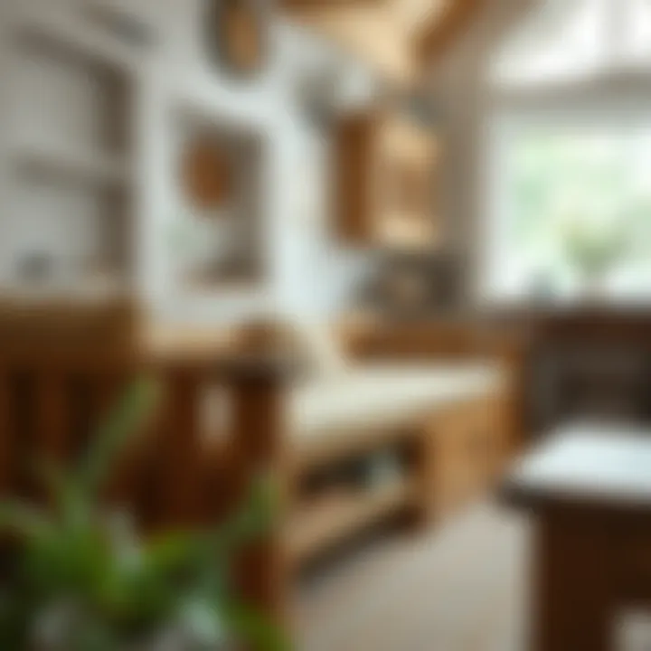 Close-up of handcrafted wooden cottage furniture
