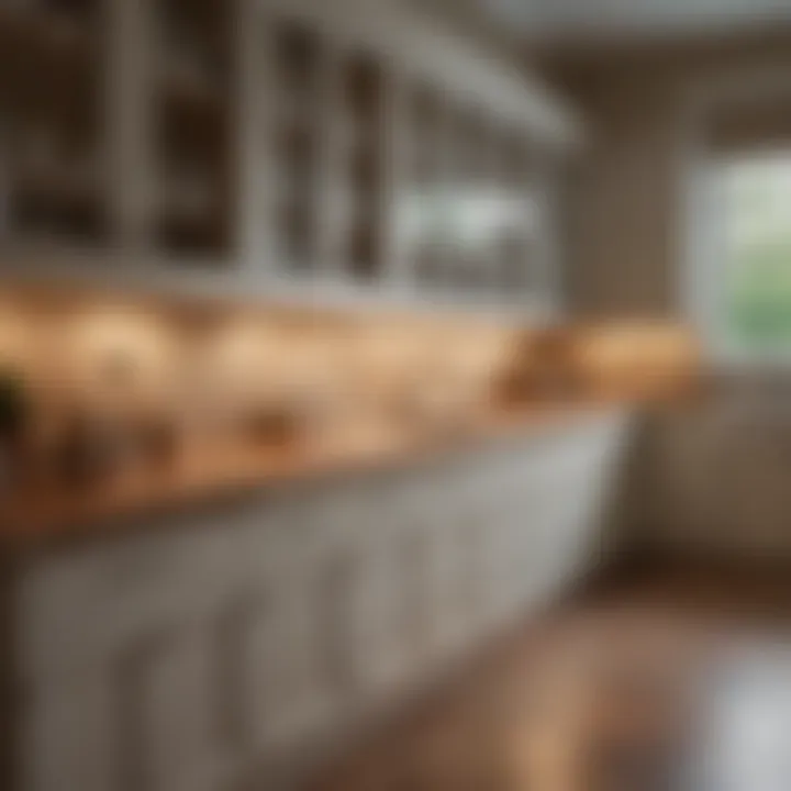 Warm under-cabinet lighting showcasing kitchen countertops