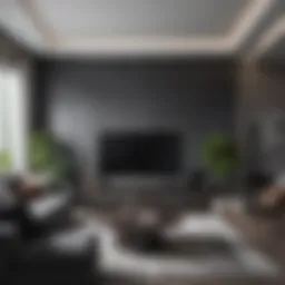 Elegant dark gray accent wall in a modern living room