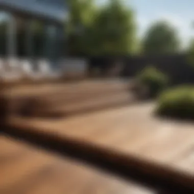 Contemporary Wooden Deck Design Contemporary wooden deck showcasing sleek lines and modern furniture